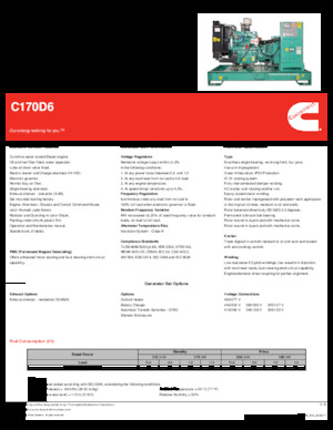 डीजल पावर जनरेटर Cummins C170D6