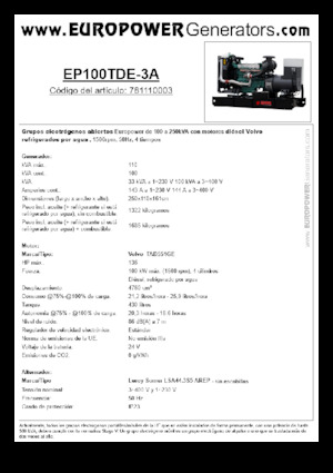 डीजल पावर जनरेटर Europower EP100TDE-3A (LS)