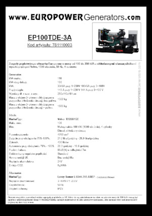डीजल पावर जनरेटर Europower EP100TDE-3A (LS)