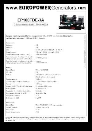 डीजल पावर जनरेटर Europower EP100TDE-3A (MA)