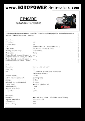 डीजल पावर जनरेटर Europower EP103DE (MA)