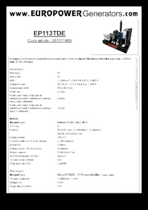 डीजल पावर जनरेटर Europower EP113TDE (S)