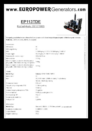 डीजल पावर जनरेटर Europower EP113TDE (S)