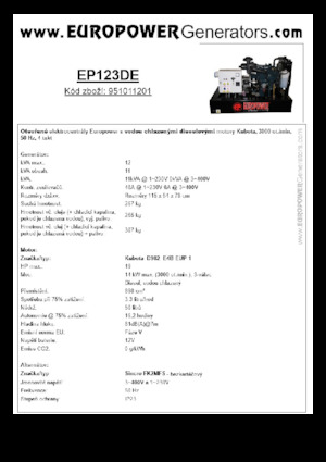 डीजल पावर जनरेटर Europower EP123DE (S)
