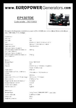 डीजल पावर जनरेटर Europower EP130TDE (LS)