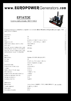 डीजल पावर जनरेटर Europower EP14TDE (LS)