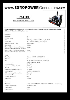 डीजल पावर जनरेटर Europower EP14TDE (LS)