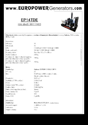डीजल पावर जनरेटर Europower EP14TDE (MA)