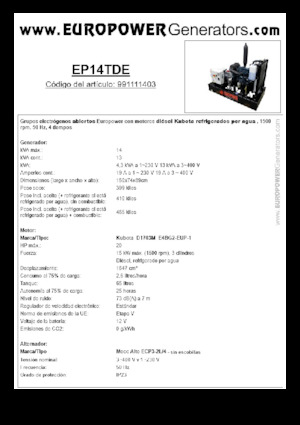 डीजल पावर जनरेटर Europower EP14TDE (MA)
