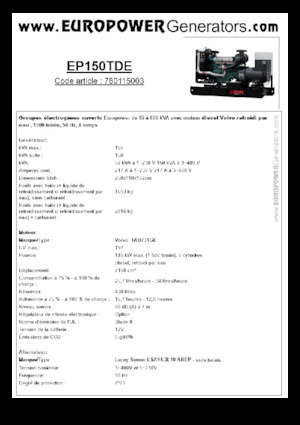 डीजल पावर जनरेटर Europower EP150TDE (LS)