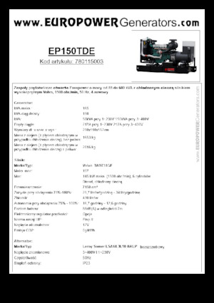 डीजल पावर जनरेटर Europower EP150TDE (LS)