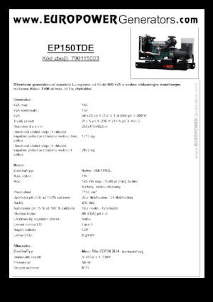 डीजल पावर जनरेटर Europower EP150TDE (MA)