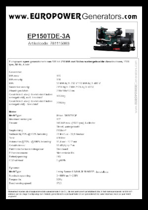 डीजल पावर जनरेटर Europower EP150TDE-3A (LS)
