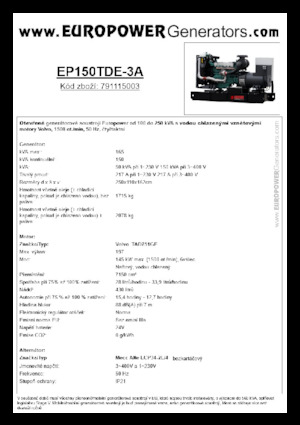 डीजल पावर जनरेटर Europower EP150TDE-3A (MA)