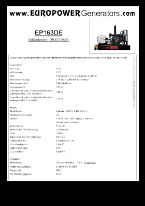 डीजल पावर जनरेटर Europower EP163DE (S)