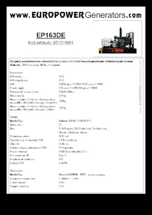 डीजल पावर जनरेटर Europower EP163DE (S)