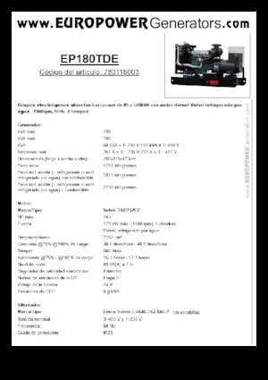 डीजल पावर जनरेटर Europower EP180TDE (LS)