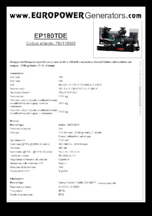 डीजल पावर जनरेटर Europower EP180TDE (LS)