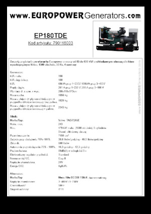 डीजल पावर जनरेटर Europower EP180TDE (MA)