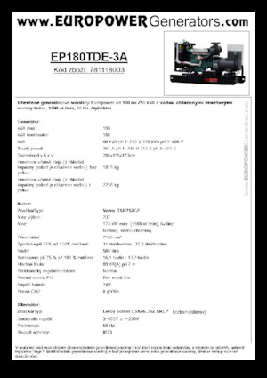 डीजल पावर जनरेटर Europower EP180TDE-3A (LS)