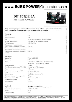 डीजल पावर जनरेटर Europower EP180TDE-3A (MA)