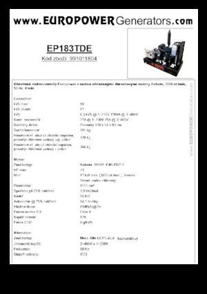 डीजल पावर जनरेटर Europower EP183TDE (MA)