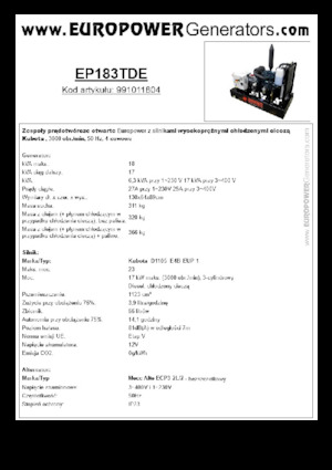 डीजल पावर जनरेटर Europower EP183TDE (MA)