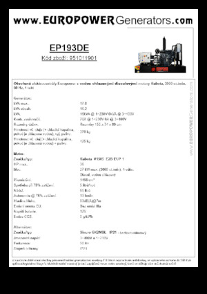 डीजल पावर जनरेटर Europower EP193DE (S)
