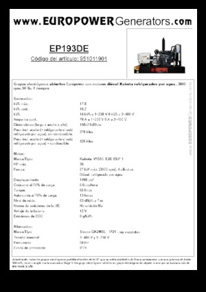 डीजल पावर जनरेटर Europower EP193DE (S)