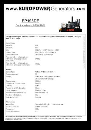 डीजल पावर जनरेटर Europower EP193DE (S)