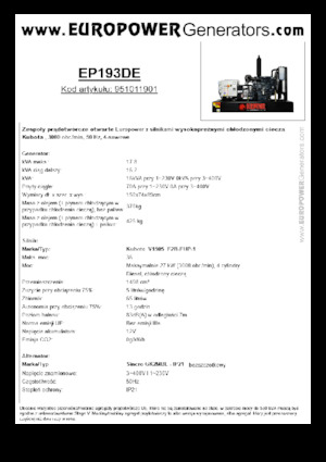 डीजल पावर जनरेटर Europower EP193DE (S)
