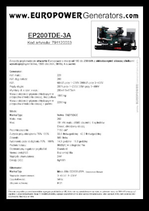 डीजल पावर जनरेटर Europower EP200TDE-3A (MA)