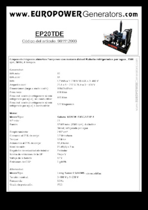 डीजल पावर जनरेटर Europower EP20TDE (LS)