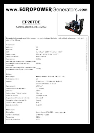 डीजल पावर जनरेटर Europower EP20TDE (LS)