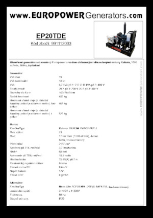 डीजल पावर जनरेटर Europower EP20TDE (MA)
