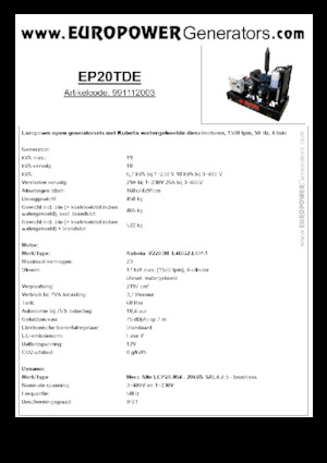 डीजल पावर जनरेटर Europower EP20TDE (MA)