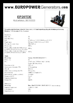 डीजल पावर जनरेटर Europower EP20TDE (MA)