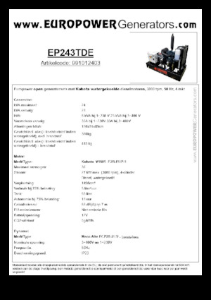 डीजल पावर जनरेटर Europower EP243TDE (MA)