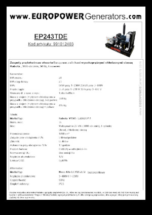डीजल पावर जनरेटर Europower EP243TDE (MA)