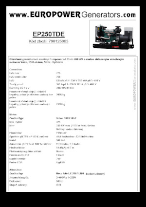 डीजल पावर जनरेटर Europower EP250TDE (MA)