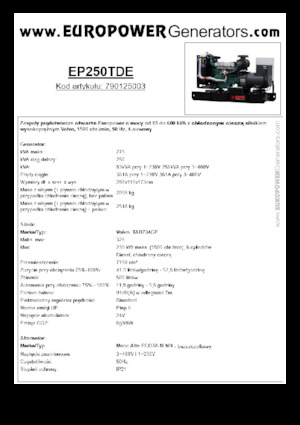 डीजल पावर जनरेटर Europower EP250TDE (MA)