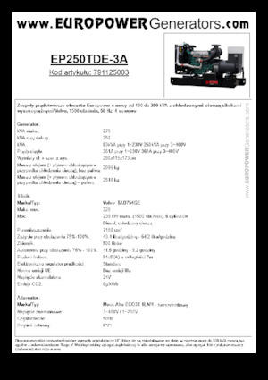 डीजल पावर जनरेटर Europower EP250TDE-3A (MA)