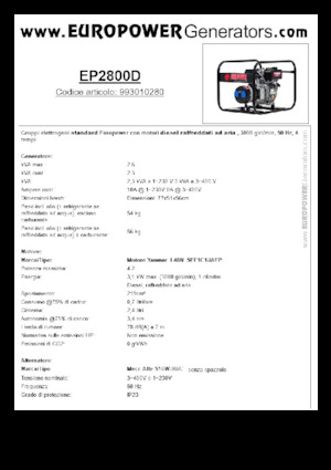 डीजल पावर जनरेटर Europower EP2800D (MA)