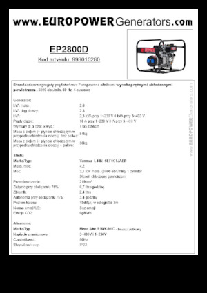 डीजल पावर जनरेटर Europower EP2800D (MA)