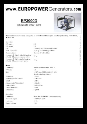 डीजल पावर जनरेटर Europower EP3000D (MA)