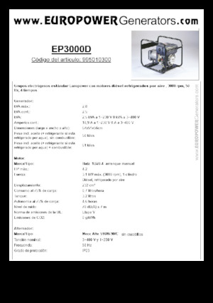 डीजल पावर जनरेटर Europower EP3000D (MA)