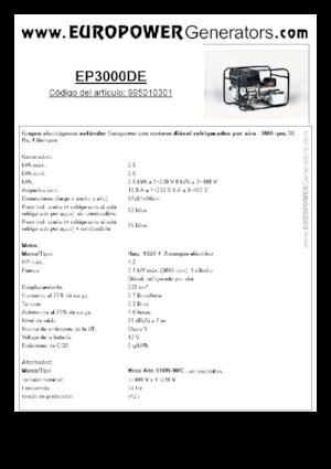 डीजल पावर जनरेटर Europower EP3000DE (MA)