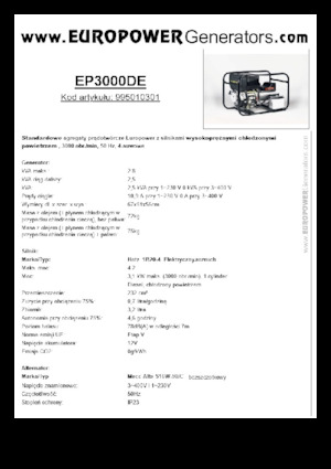 डीजल पावर जनरेटर Europower EP3000DE (MA)