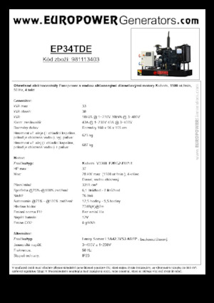 डीजल पावर जनरेटर Europower EP34TDE (LS)