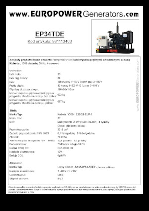 डीजल पावर जनरेटर Europower EP34TDE (LS)